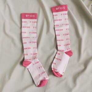 Figs Size L Pink F Cancer Awareness Compression Socks Stylish Comfort